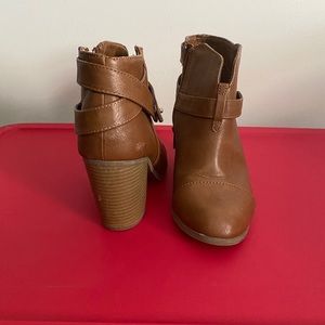 Brown heeled booties